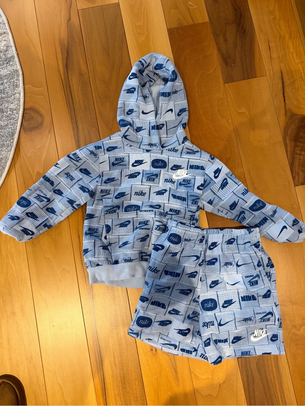 Nike Light Blue and Navy Logo Hoodie Set